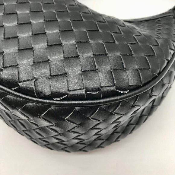 On 34th Black Woven Crossbody Convertible Satchel Bag - Picture 7 of 10